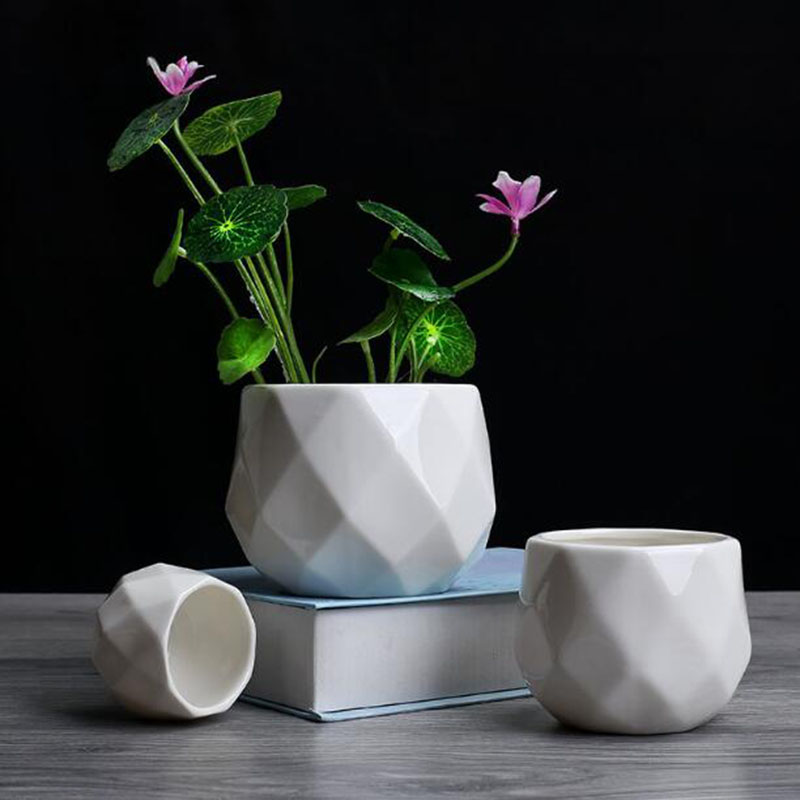 Aloe Vera Pot - Vaso de flores poliedro de porcelana
